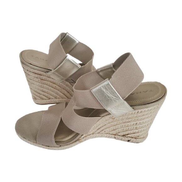 BEIGE Tan Cross Strap Jute Wedges - Picture 6 of 7